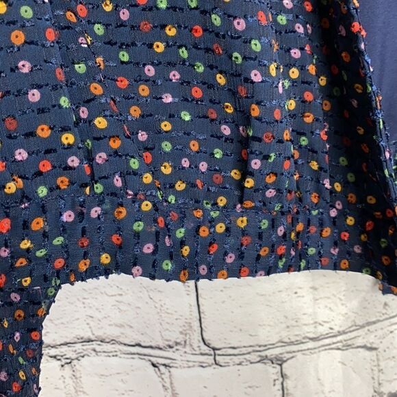 Madewell Lyric Wrap Surplice Neck Dot Long‎ Sleeve Top Blue Multi Size S EGUC - Picture 12 of 16